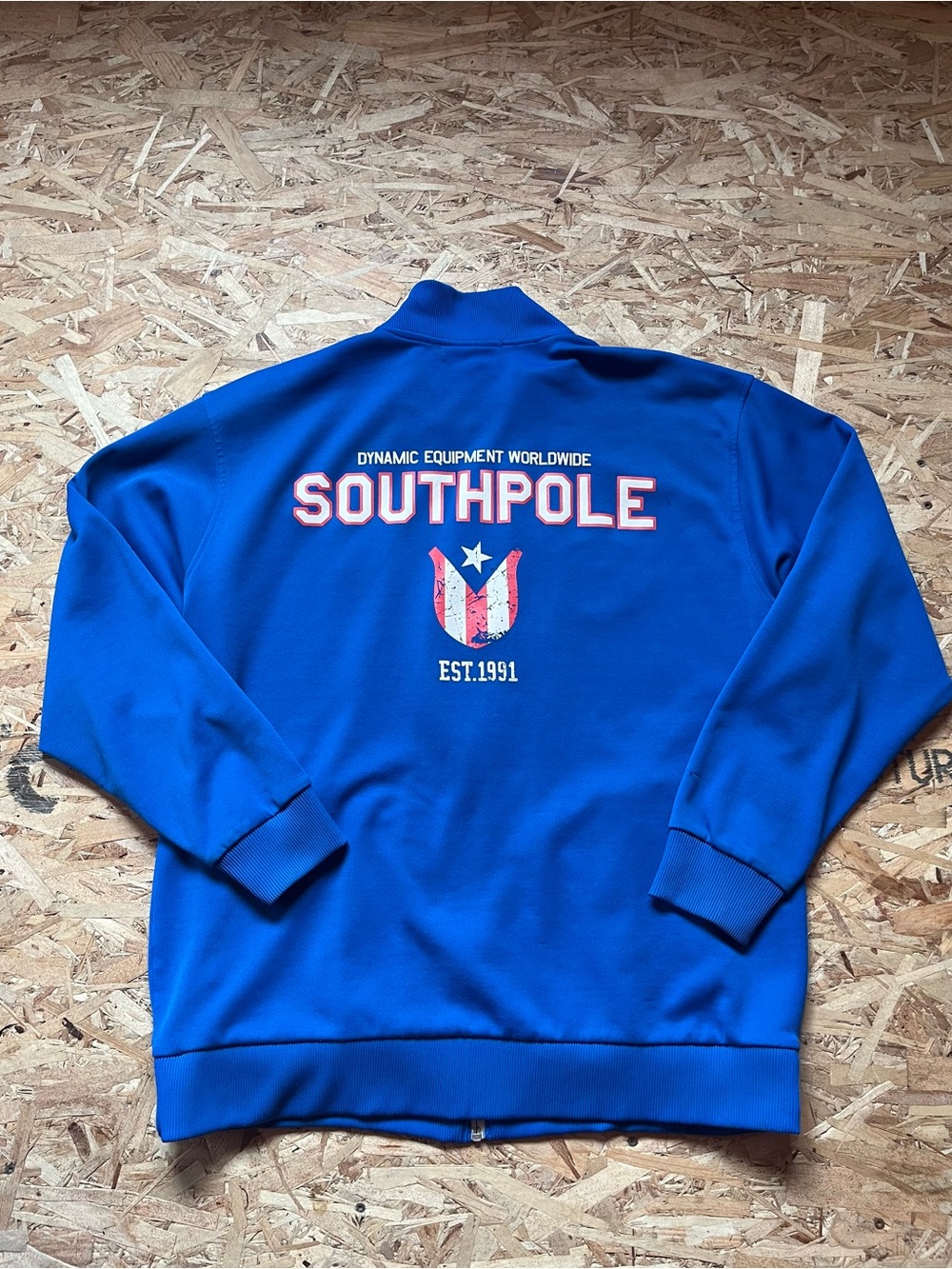 South Pole Men's Royal Blue Zip-Up vest with Back Graphic